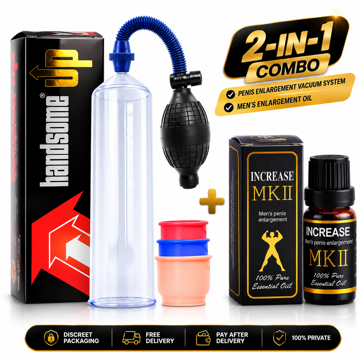 Men's Penis Enlargement Vacuum System and Men's Enlargement Oil